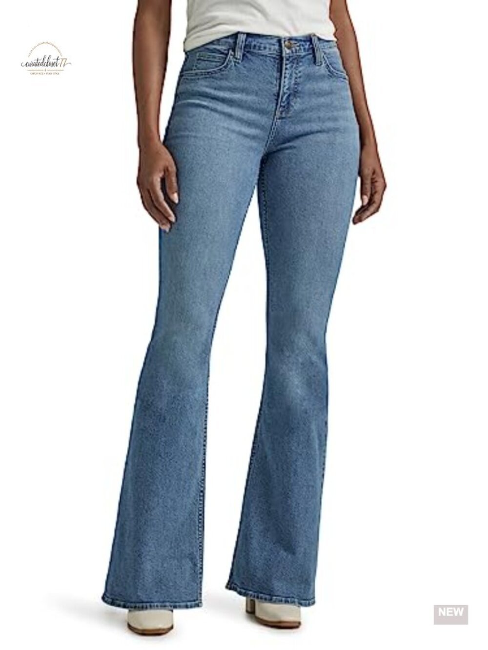 Women's Legendary Mid Rise Flare Jeans Stretch Denim 5 Pocket Button Closure